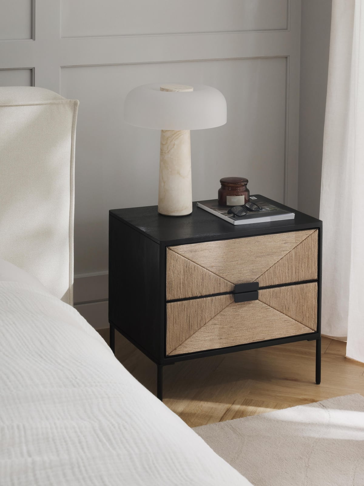 Pateley Mango Wood Bedside Table with Drawers