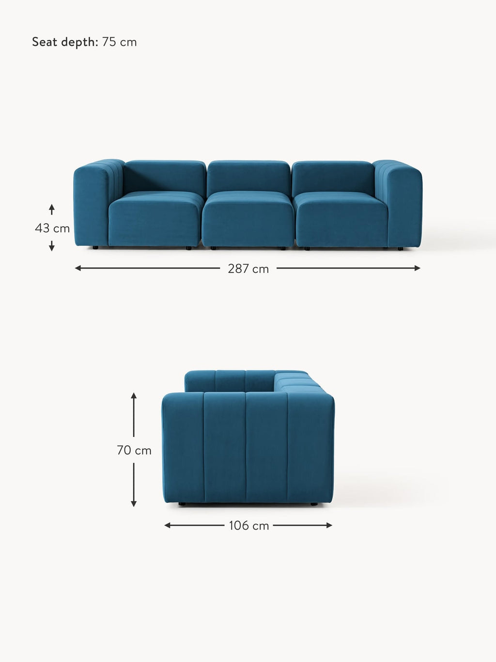 Pateley Modular Velvet Sofa (4-seater)