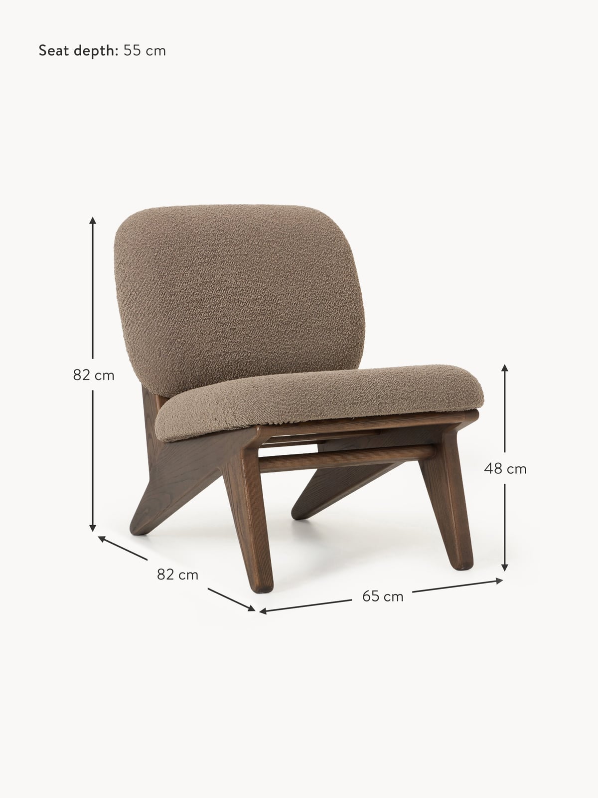 Pendle Ash Wood Lounge Chair with Bouclé Upholstery