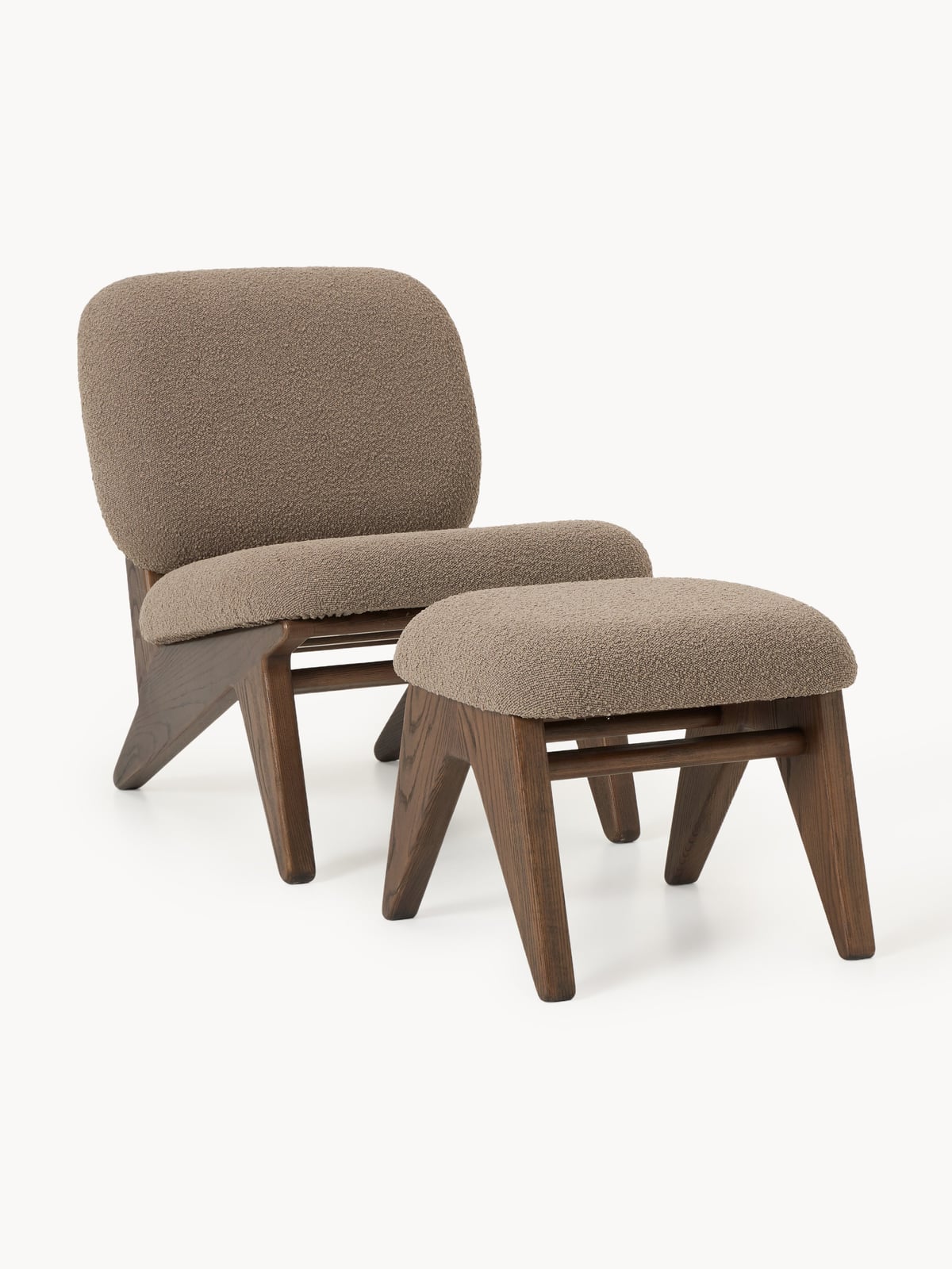 Pendle Ash Wood Lounge Chair with Bouclé Upholstery