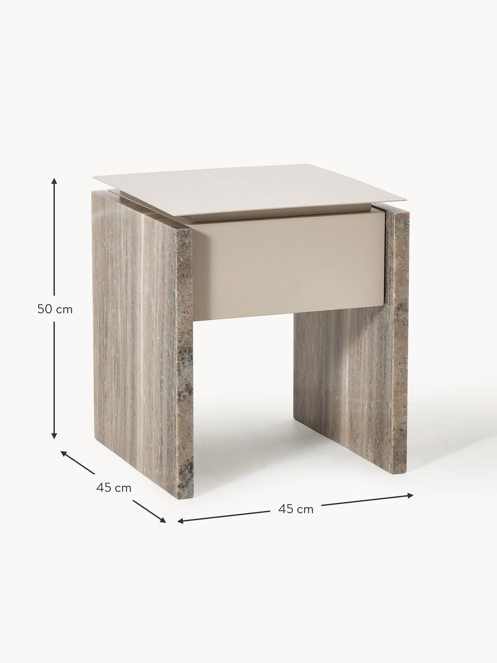 Petersham Marble and Metal Bedside Table