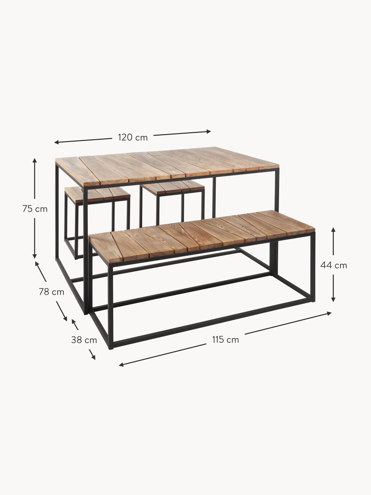 Presley Robinia Wood Garden Lounge Set, Set of 4