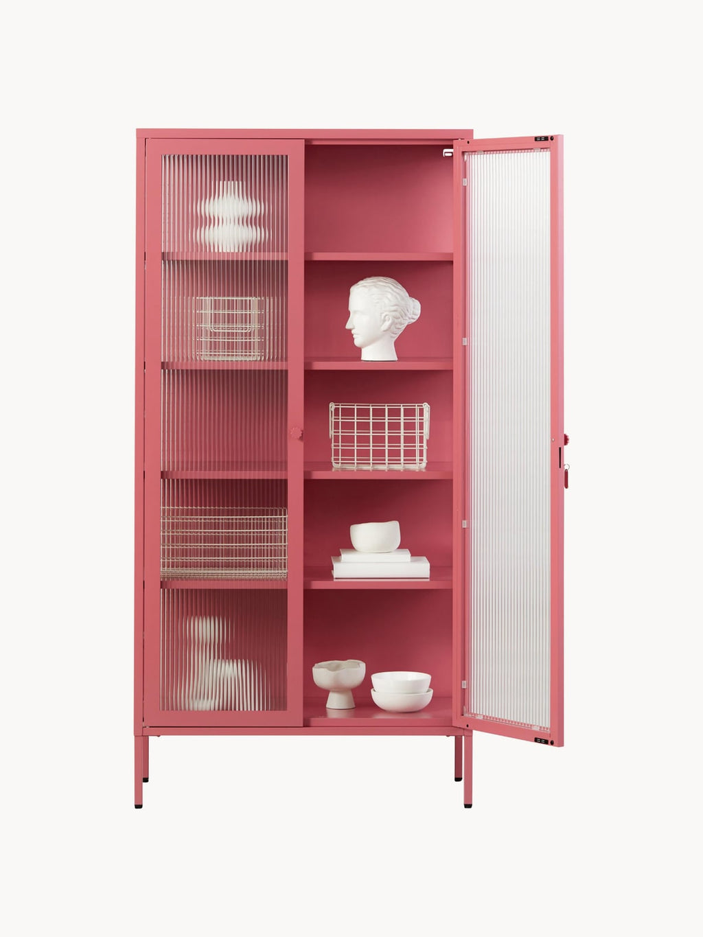 Ravensworth Metal Display Cabinet The with Ribbed Glass