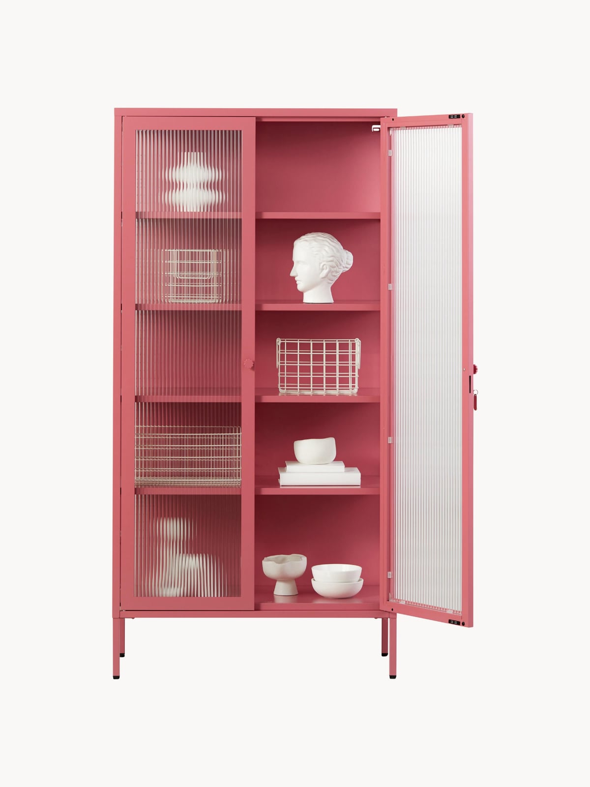 Ravensworth Metal Display Cabinet The with Ribbed Glass