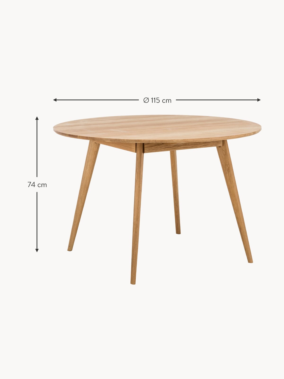 Ravensworth Round Oak Wood Dining Table, Ø 115 cm