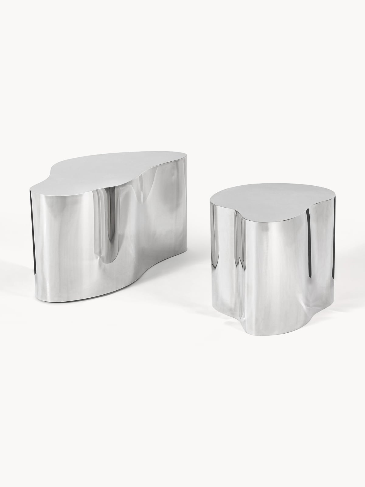 Redmoor Metal Coffee Tables in Organic Shape, Set of 2