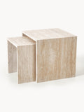 Rothbury Travertine Side Tables, Set of 2