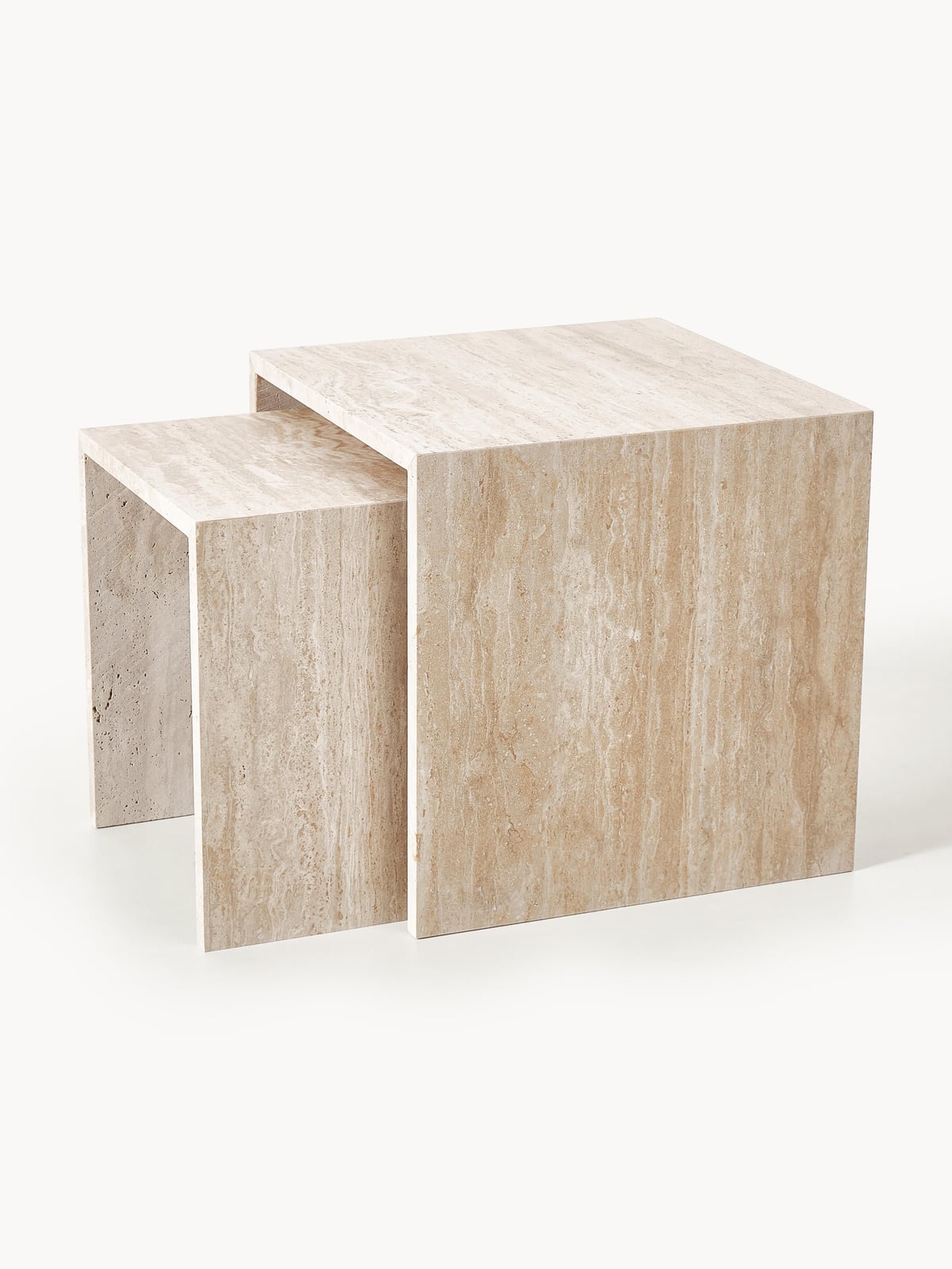 Rothbury Travertine Side Tables, Set of 2
