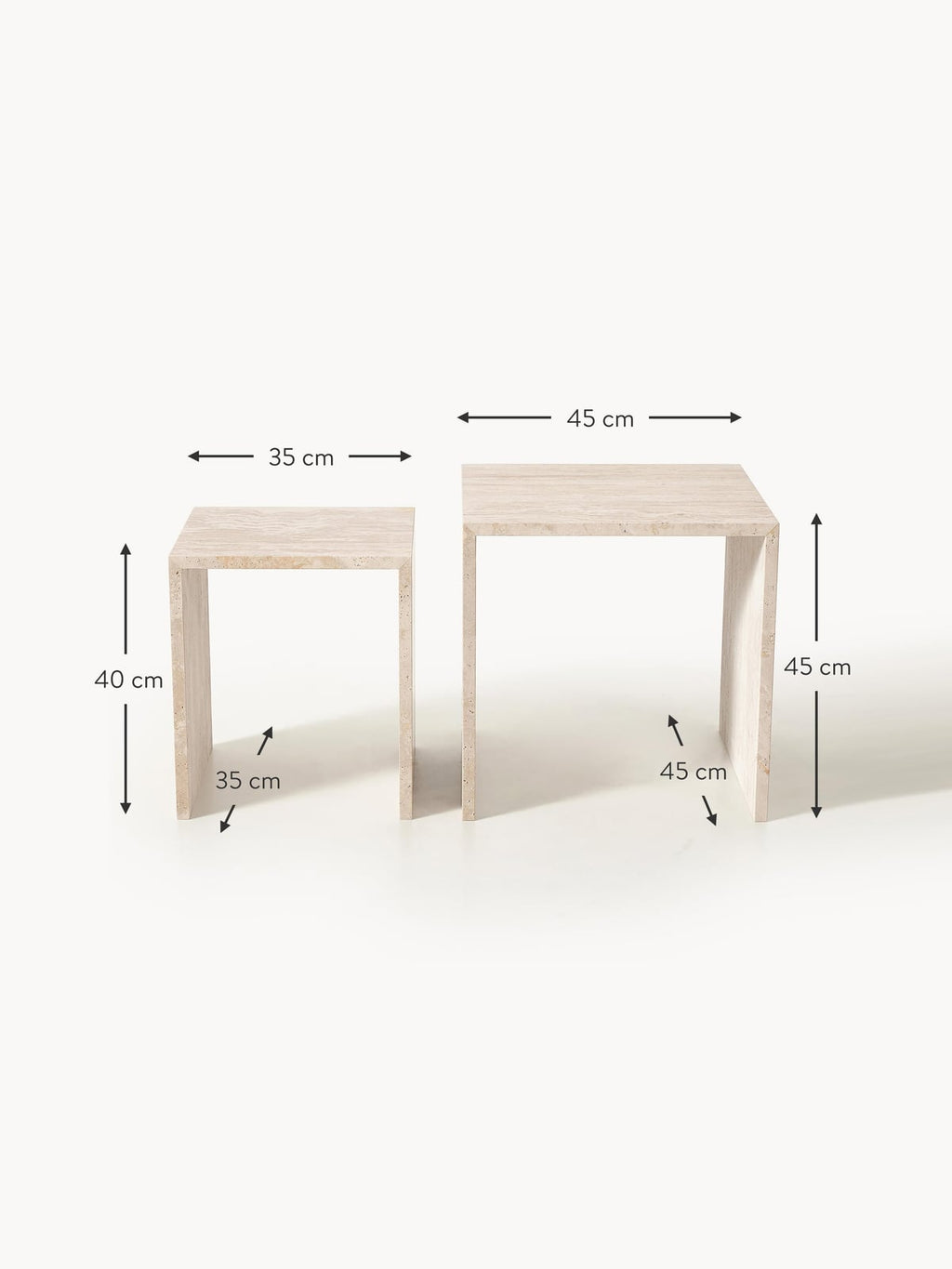 Rothbury Travertine Side Tables, Set of 2