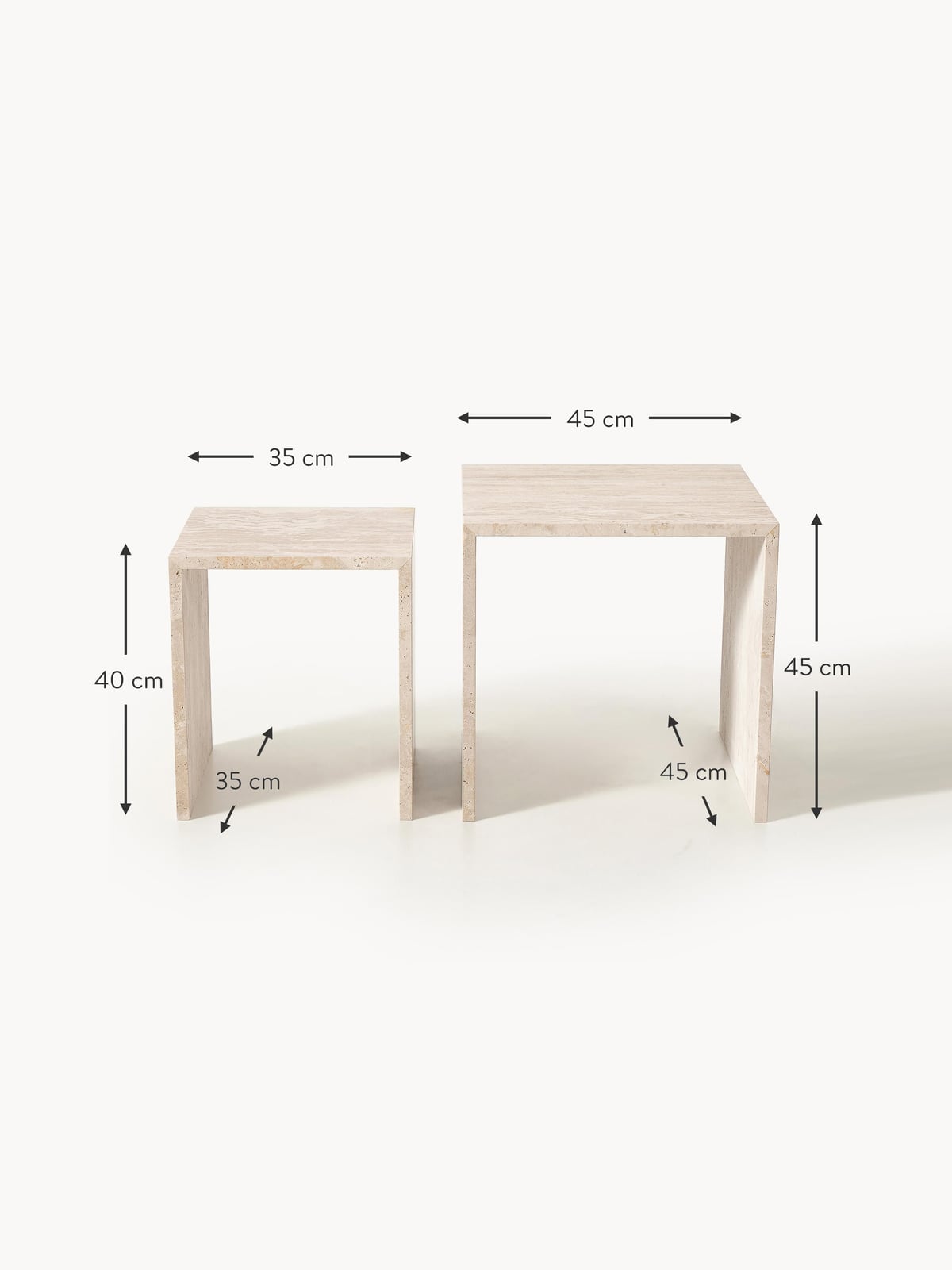 Rothbury Travertine Side Tables, Set of 2