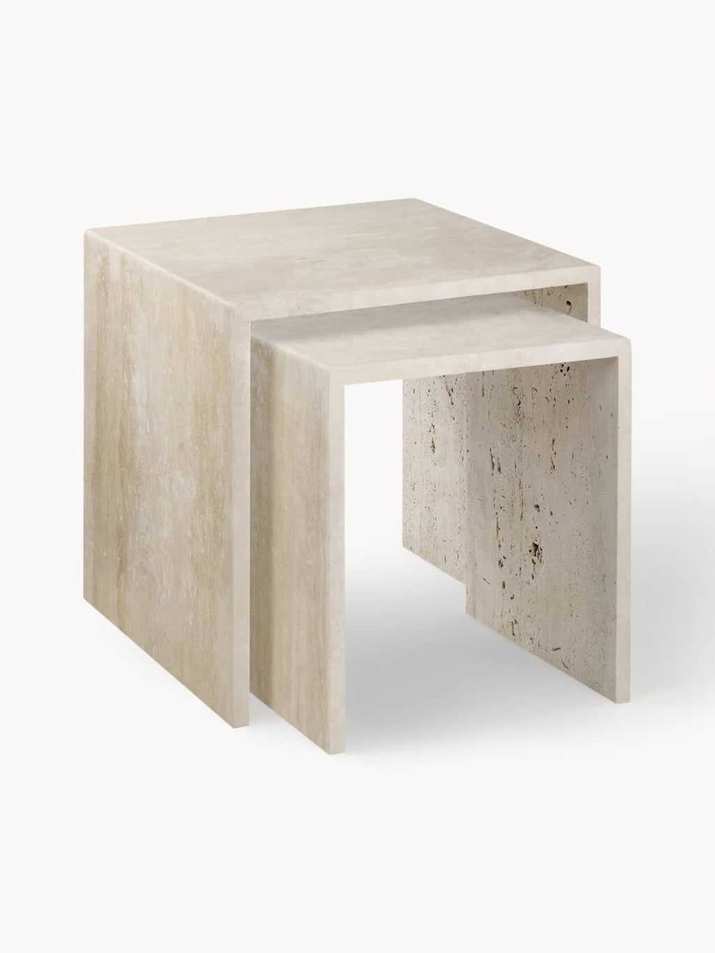 Rothbury Travertine Side Tables, Set of 2