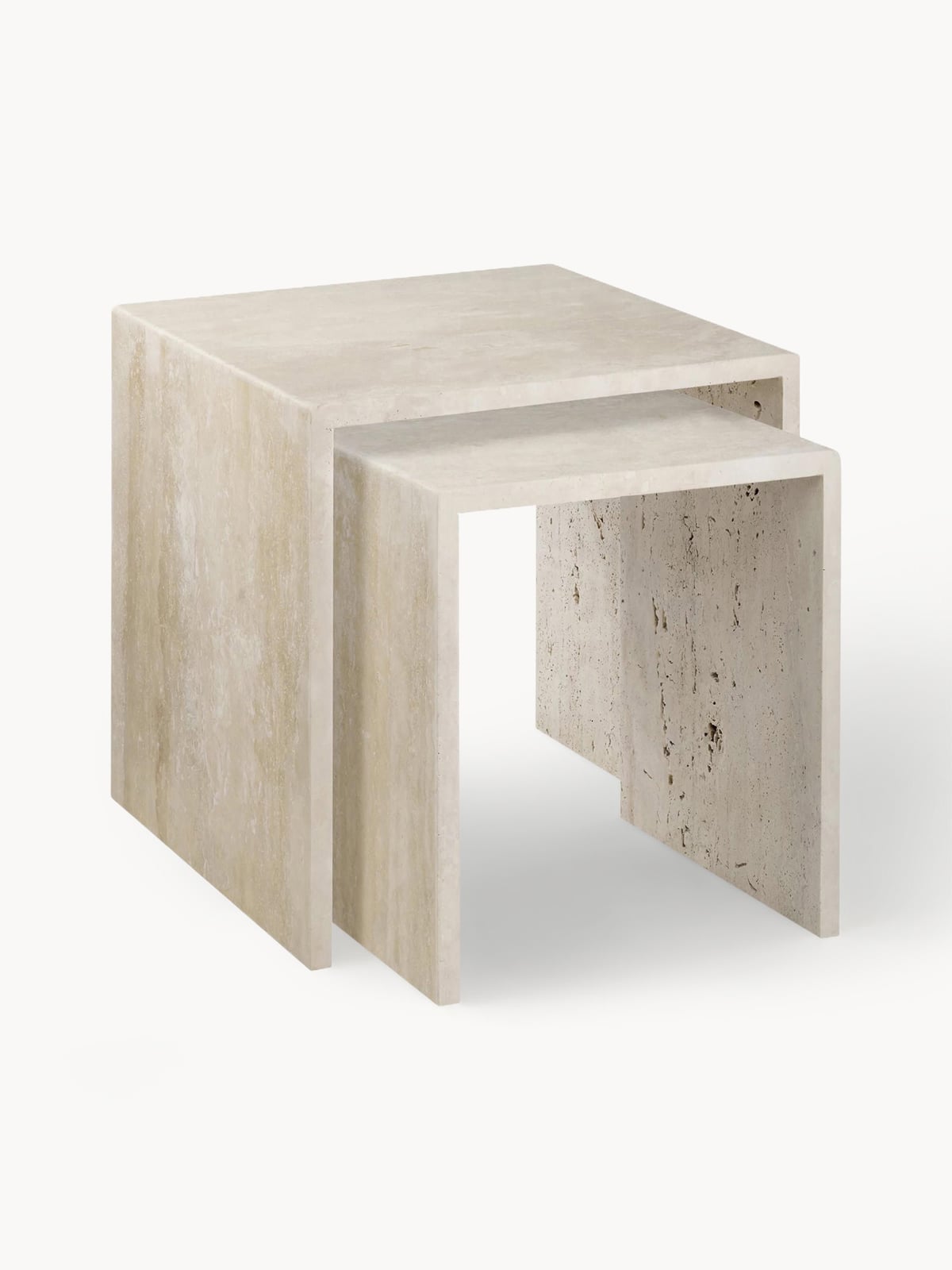 Rothbury Travertine Side Tables, Set of 2