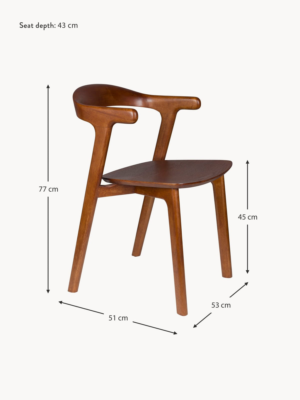 Rothley Wooden Dining Chairs with Armrests, Set of 2