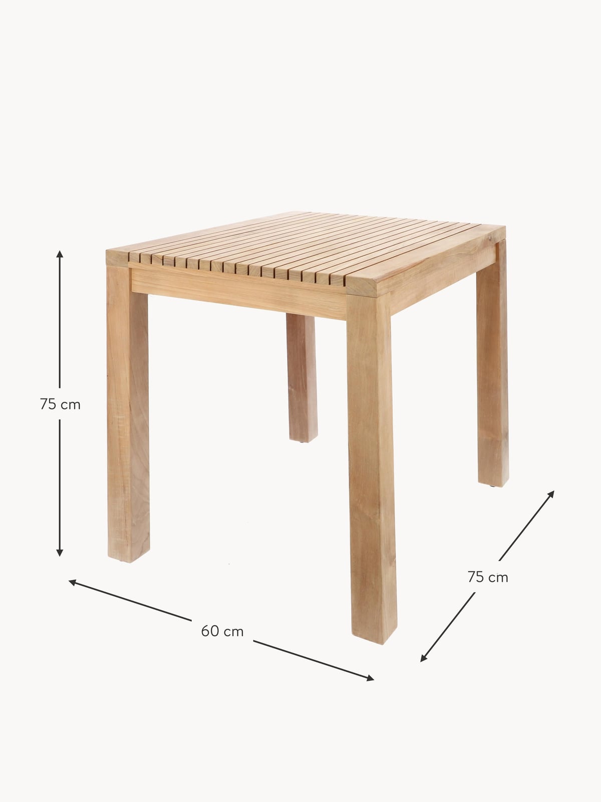 Rushmore Teak Wood Garden Table, 75 X 60 cm