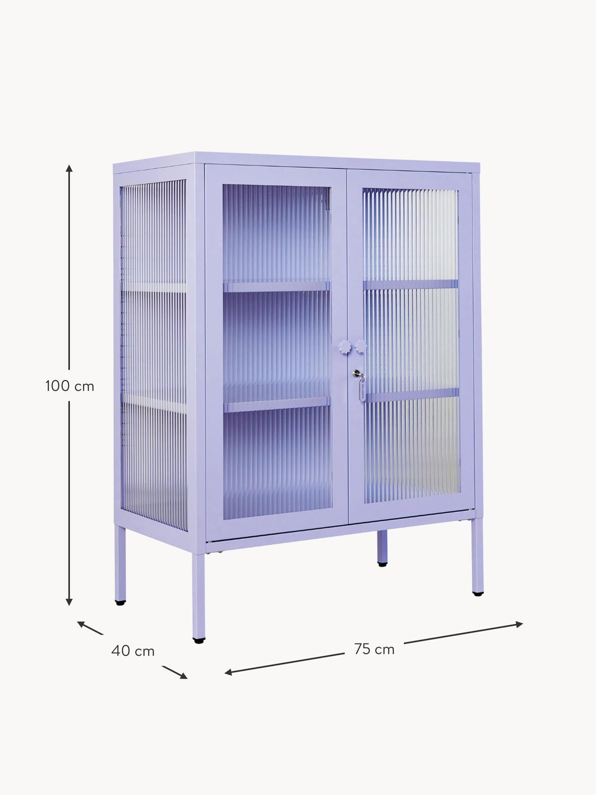 Ryedale Metal Display Cabinet The with Ribbed Glass