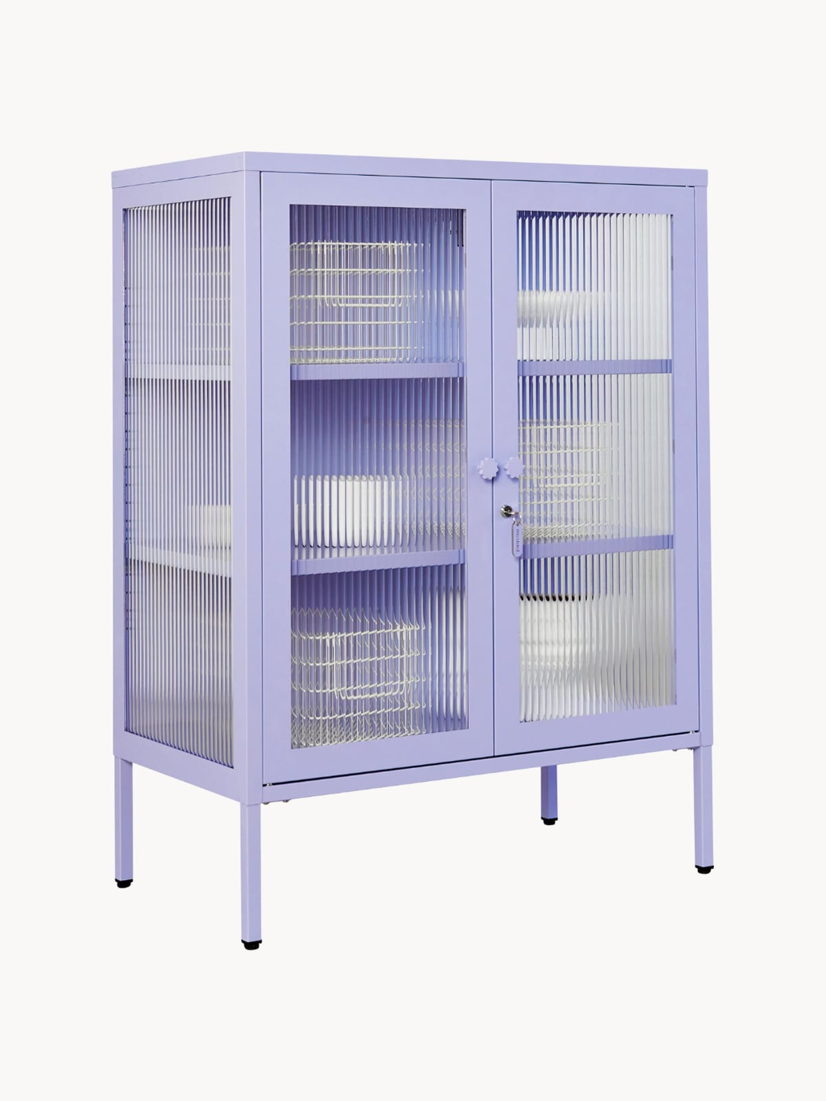 Ryedale Metal Display Cabinet The with Ribbed Glass