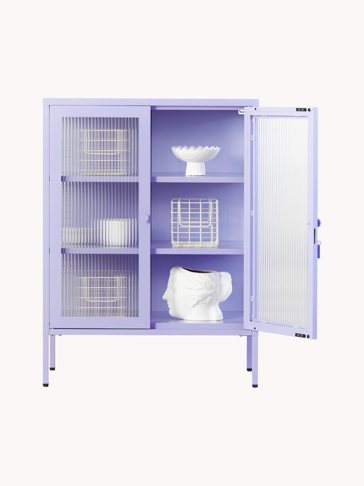 Ryedale Metal Display Cabinet The with Ribbed Glass