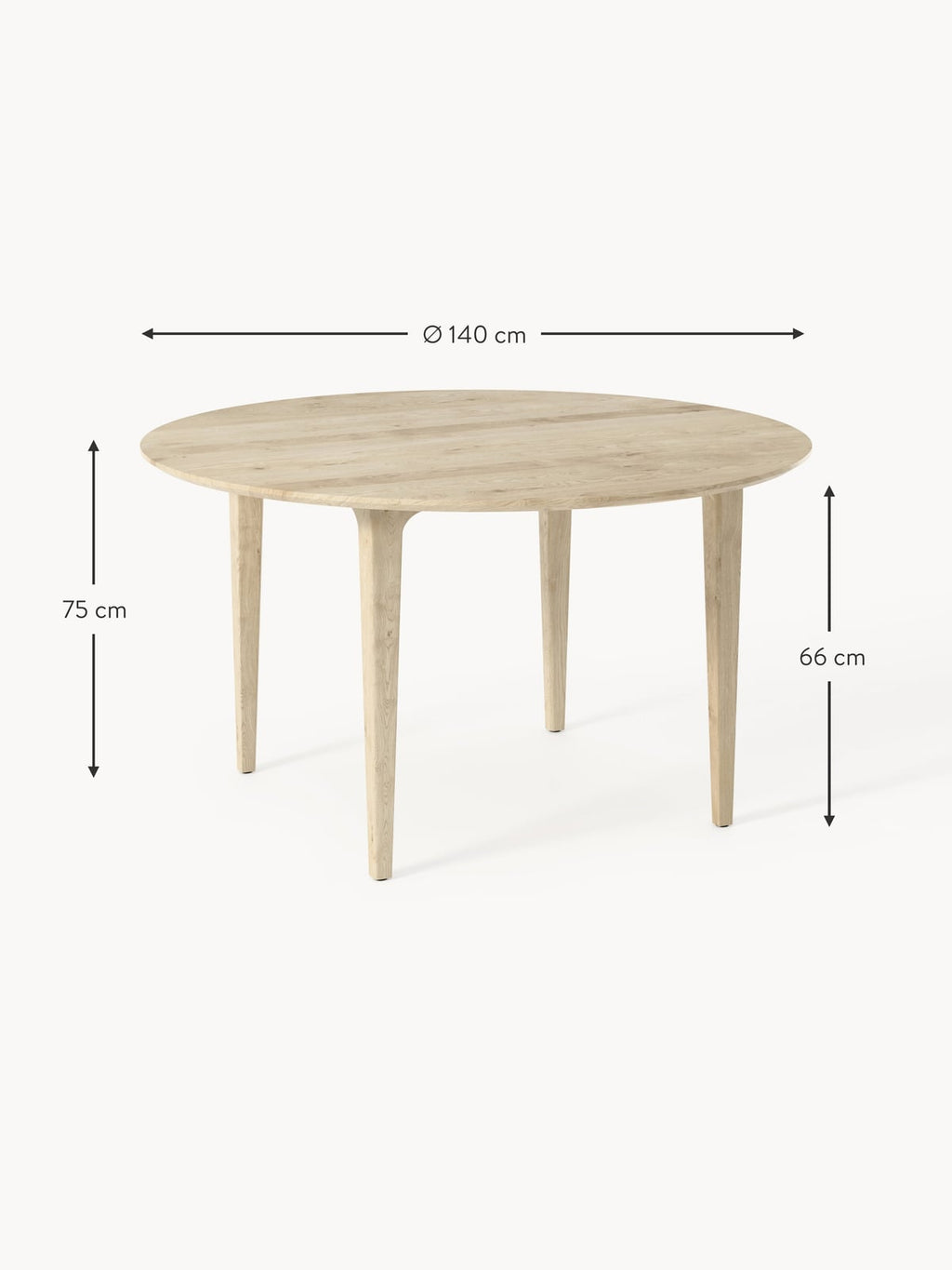 Ryedale Round Oak Wood Dining Table, various sizes