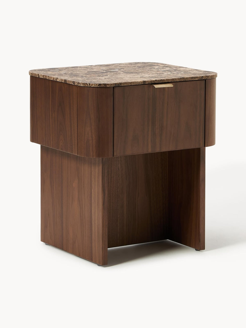 Saxby Wooden Bedside Table with Marble Top