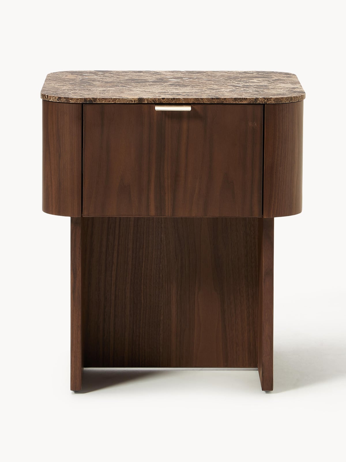 Saxby Wooden Bedside Table with Marble Top