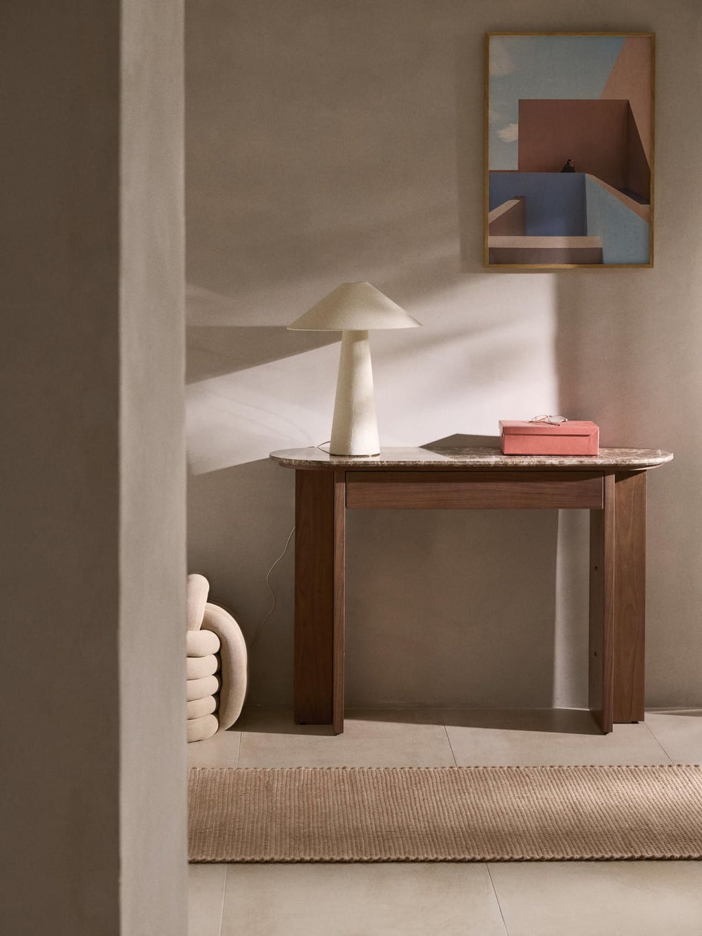 Saxby Wooden Console Table with Marble Top