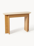 Saxby Wooden Console Table with Travertine Top
