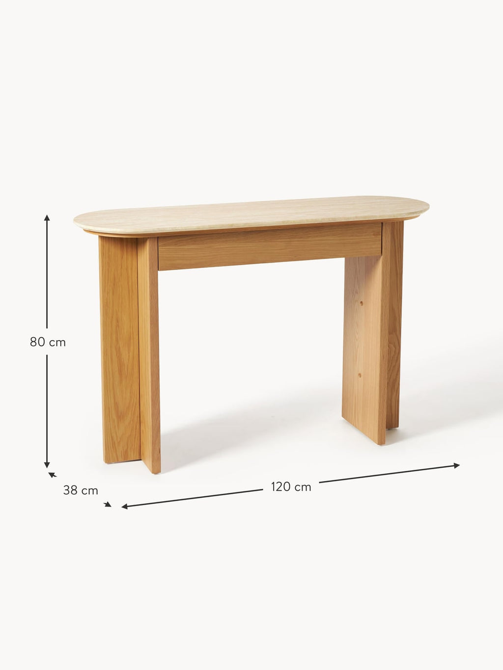 Saxby Wooden Console Table with Travertine Top