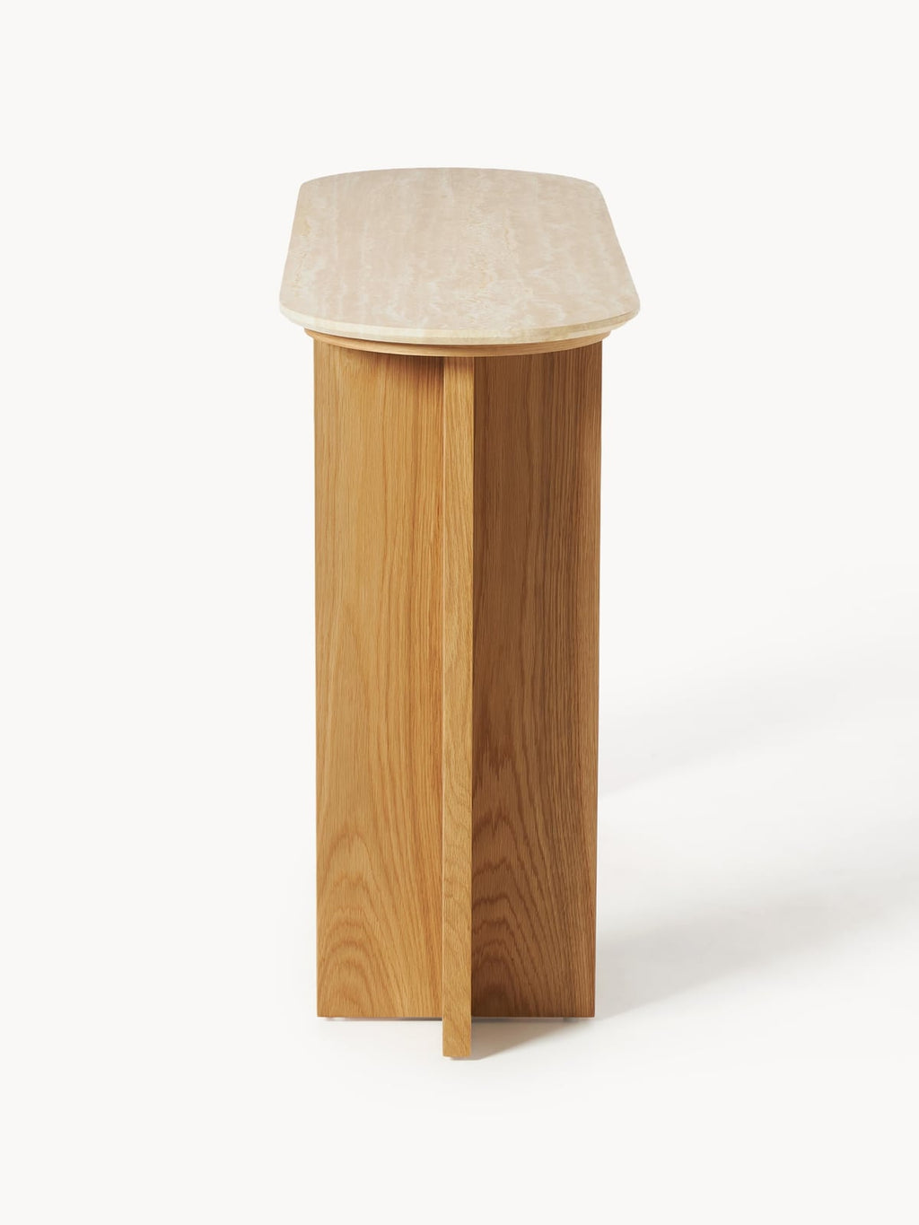 Saxby Wooden Console Table with Travertine Top