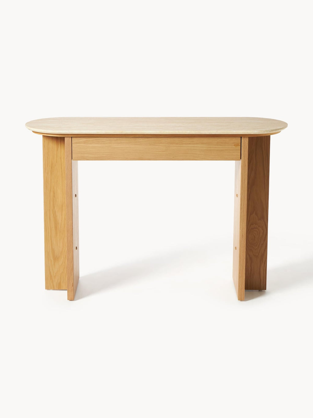 Saxby Wooden Console Table with Travertine Top