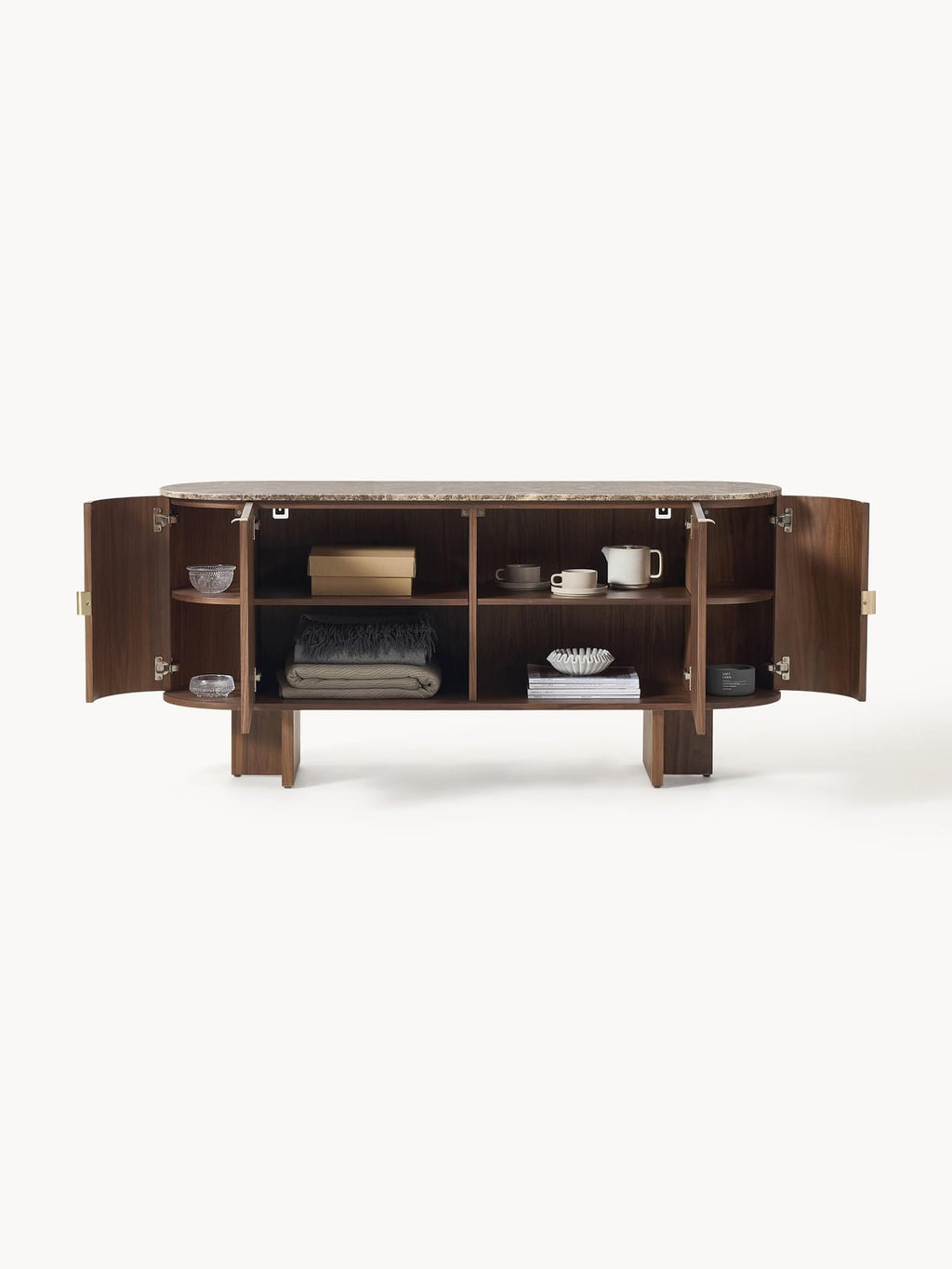 Saxby Wooden Sideboard with Rounded Corners and Marble Top