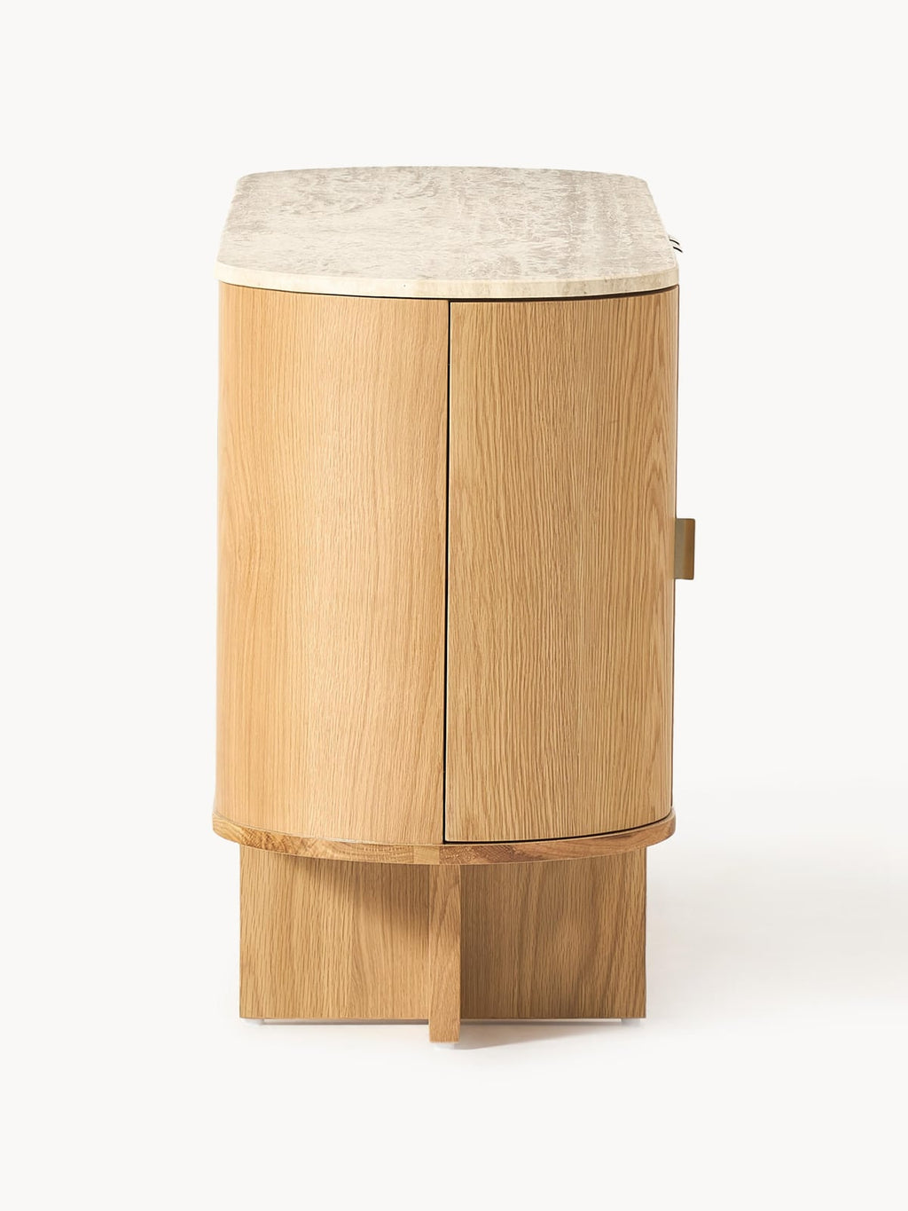 Saxby Wooden Sideboard with Rounded Corners and Travertine Top