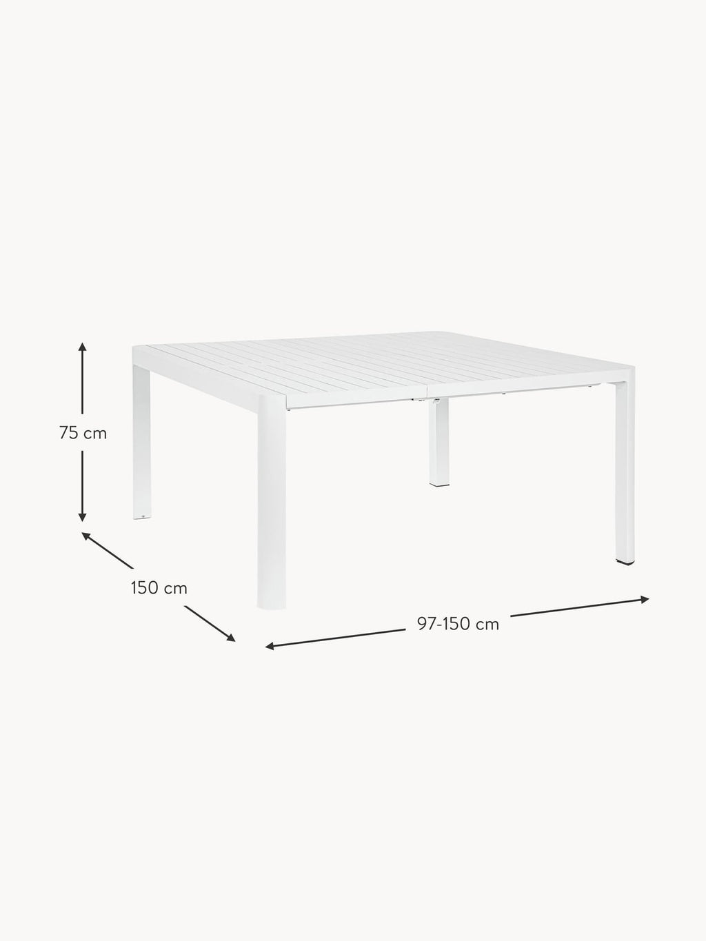 Selby Extendable Garden Table, 97 - 150 x 150 cm