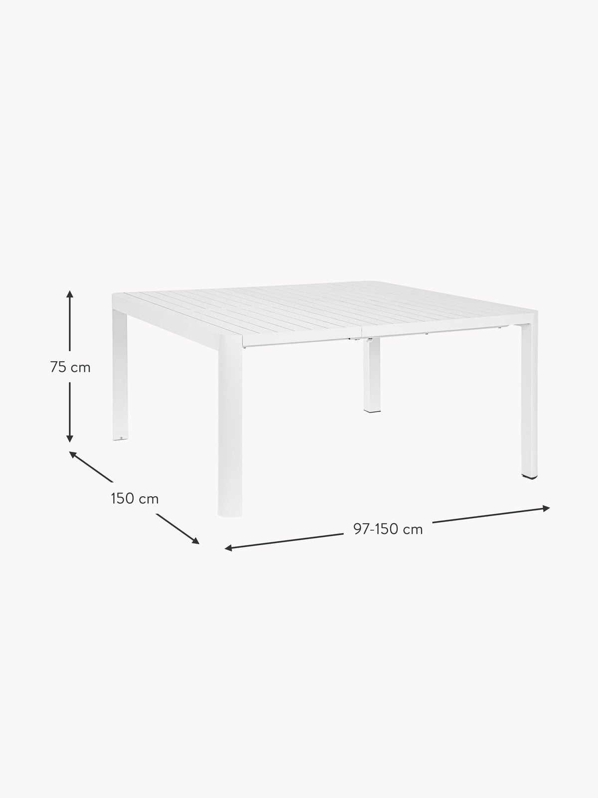 Selby Extendable Garden Table, 97 - 150 x 150 cm