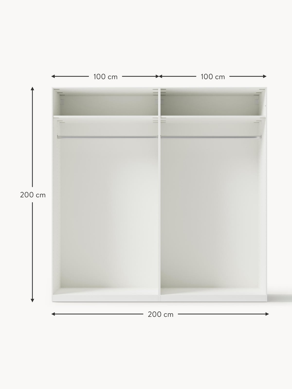 Southwold Modular Hinged Door Wardrobe, 200 cm Wide, in various sizes