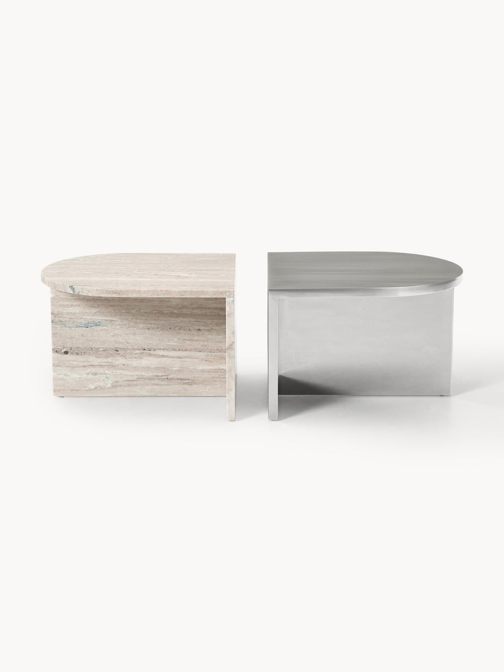 Stainton Oval Metal and Marble Coffee Tables, Set of 2