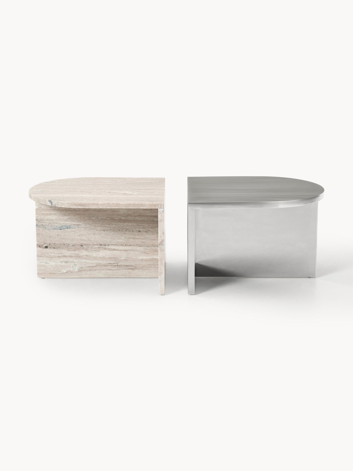 Stainton Oval Metal and Marble Coffee Tables, Set of 2