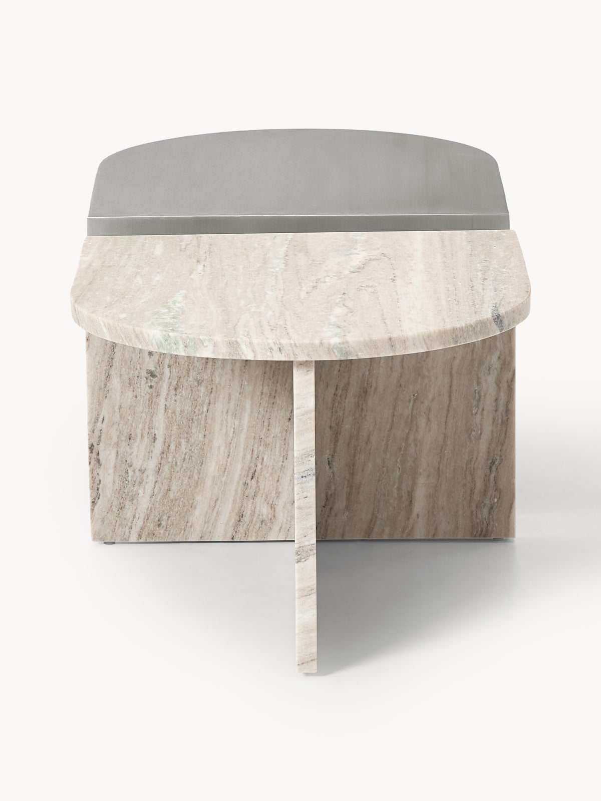 Stainton Oval Metal and Marble Coffee Tables, Set of 2