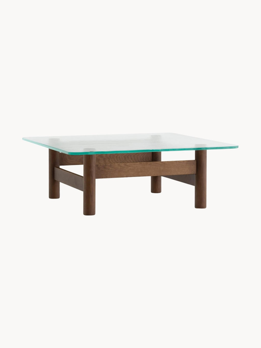 Stanton Oak Wood Coffee Table with Glass Top