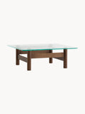 Stanton Oak Wood Coffee Table with Glass Top