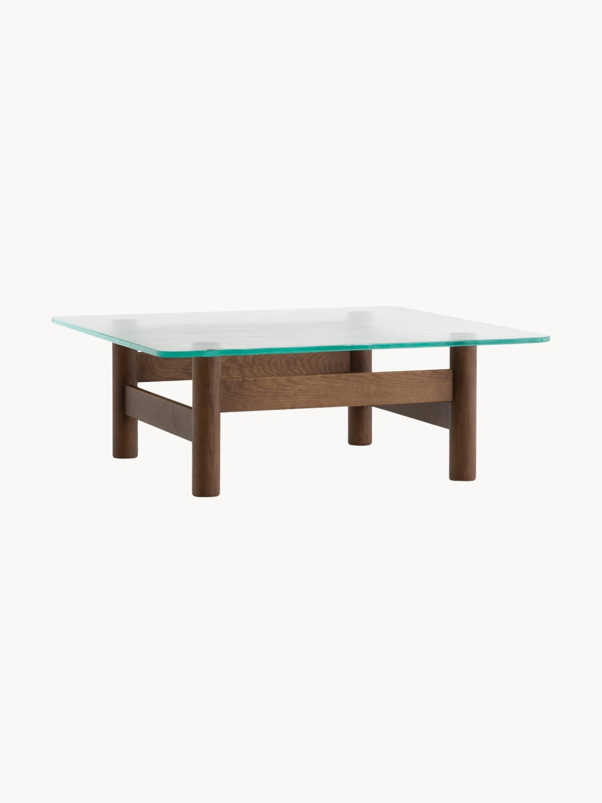 Stanton Oak Wood Coffee Table with Glass Top