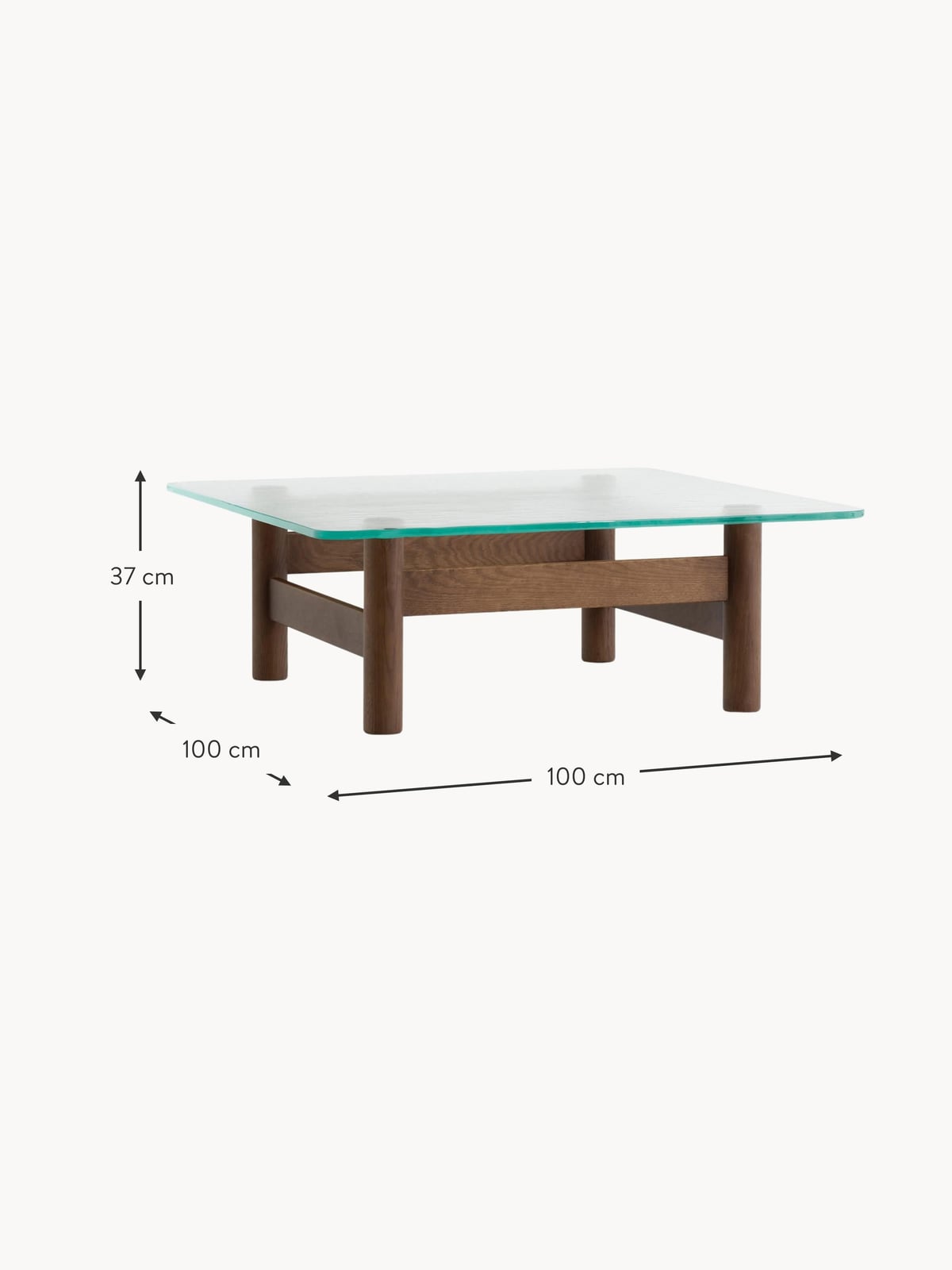 Stanton Oak Wood Coffee Table with Glass Top