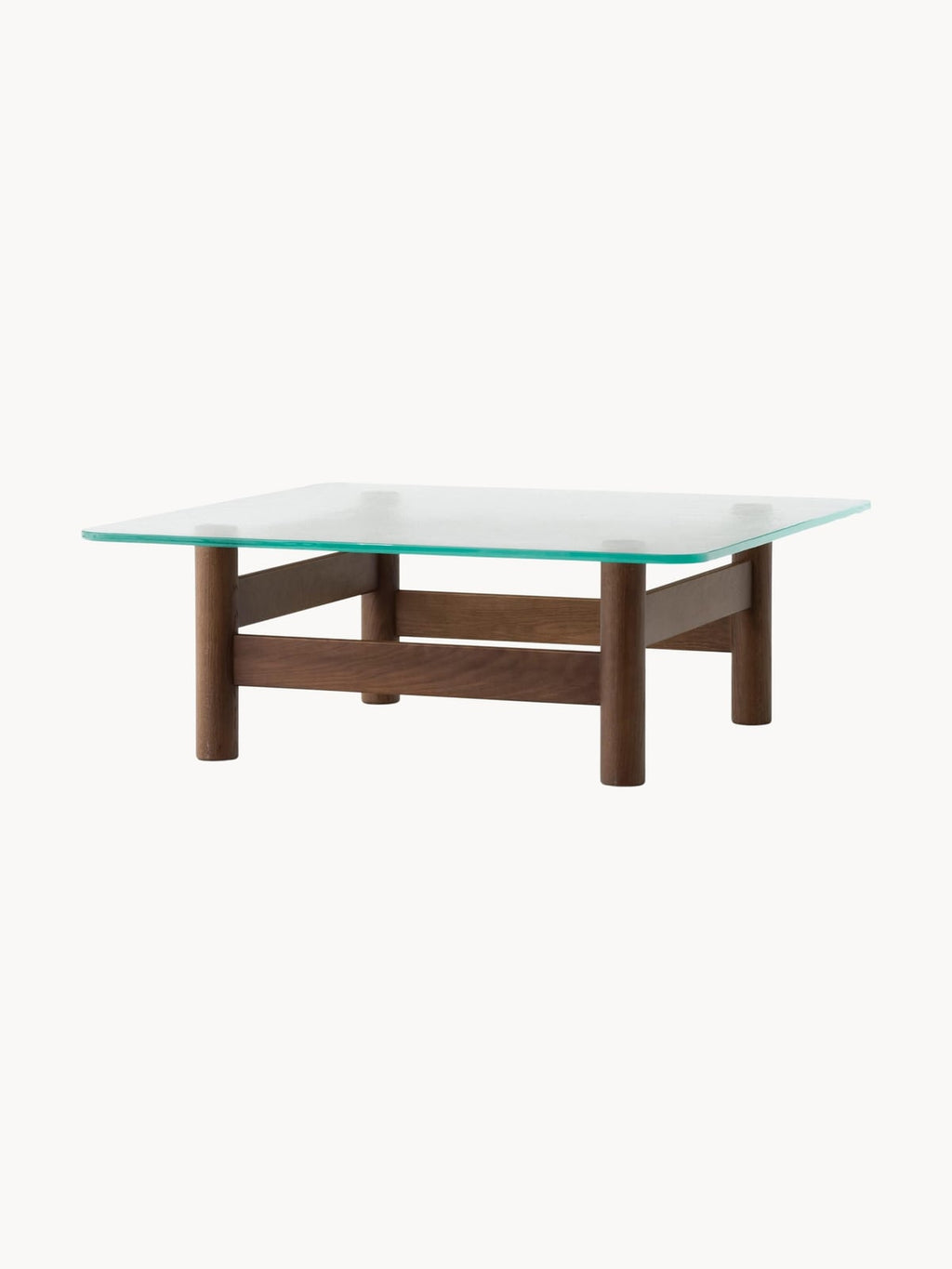 Stanton Oak Wood Coffee Table with Glass Top