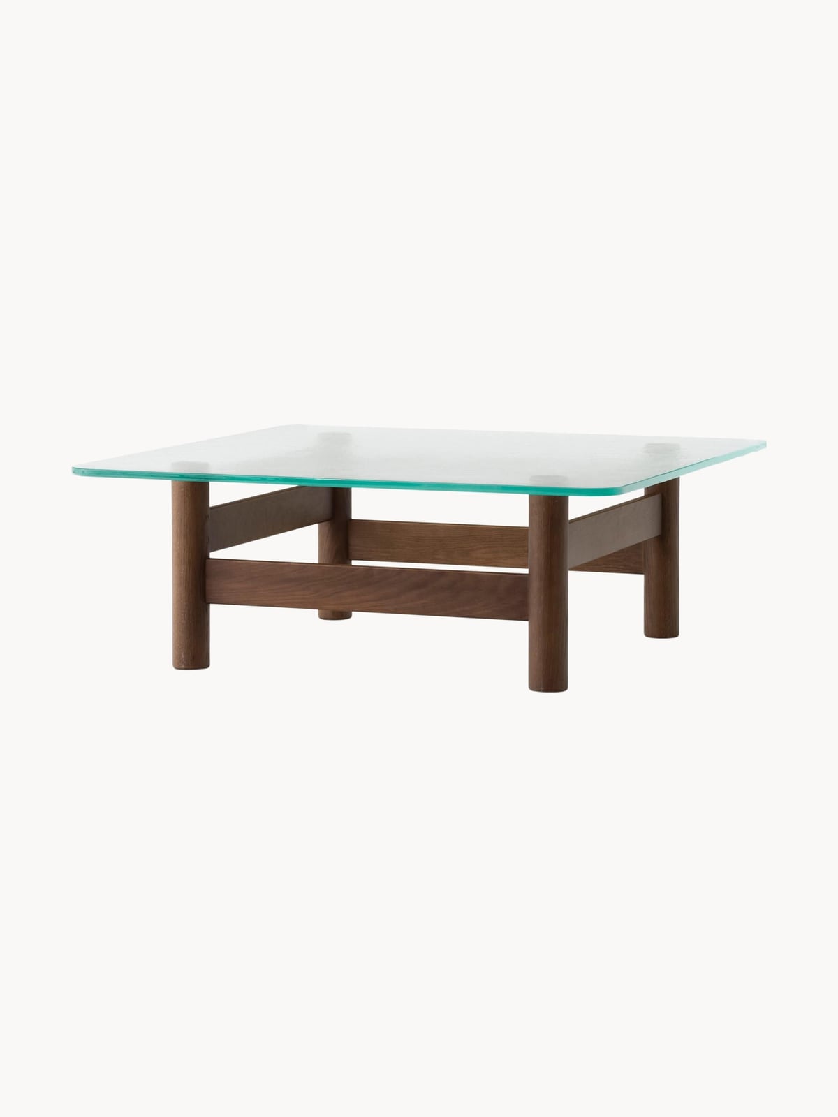Stanton Oak Wood Coffee Table with Glass Top