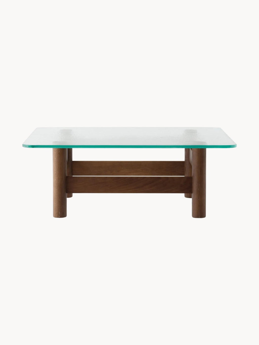 Stanton Oak Wood Coffee Table with Glass Top