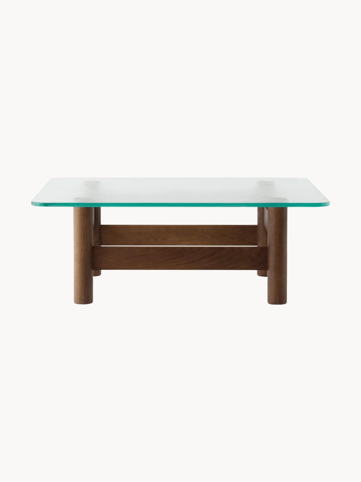 Stanton Oak Wood Coffee Table with Glass Top