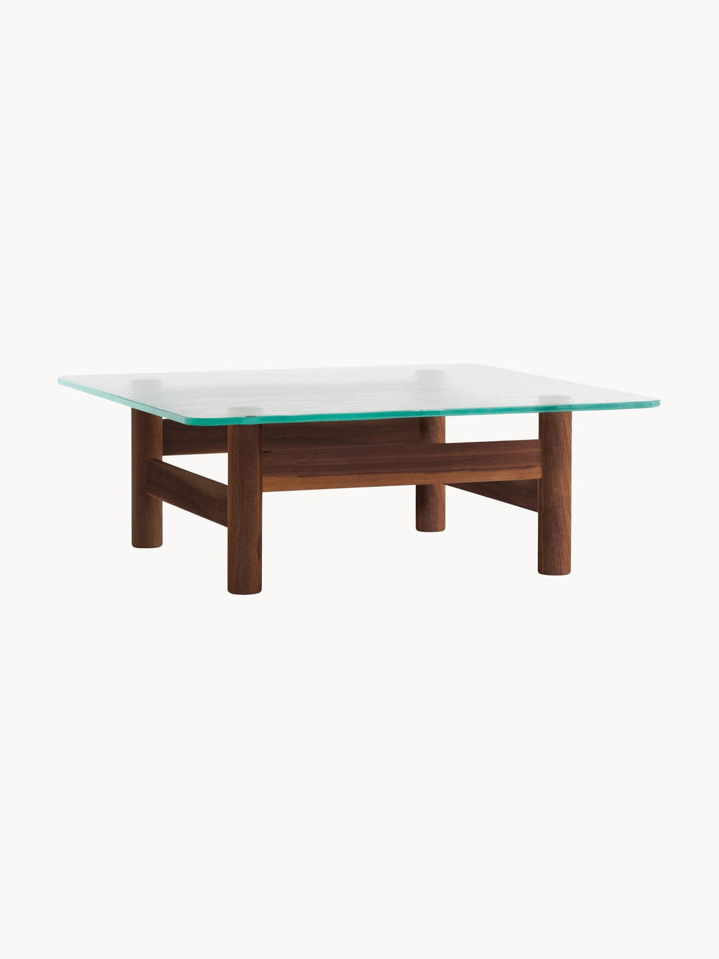 Stanton Walnut Wood Coffee Table with Glass Top