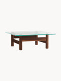 Stanton Walnut Wood Coffee Table with Glass Top
