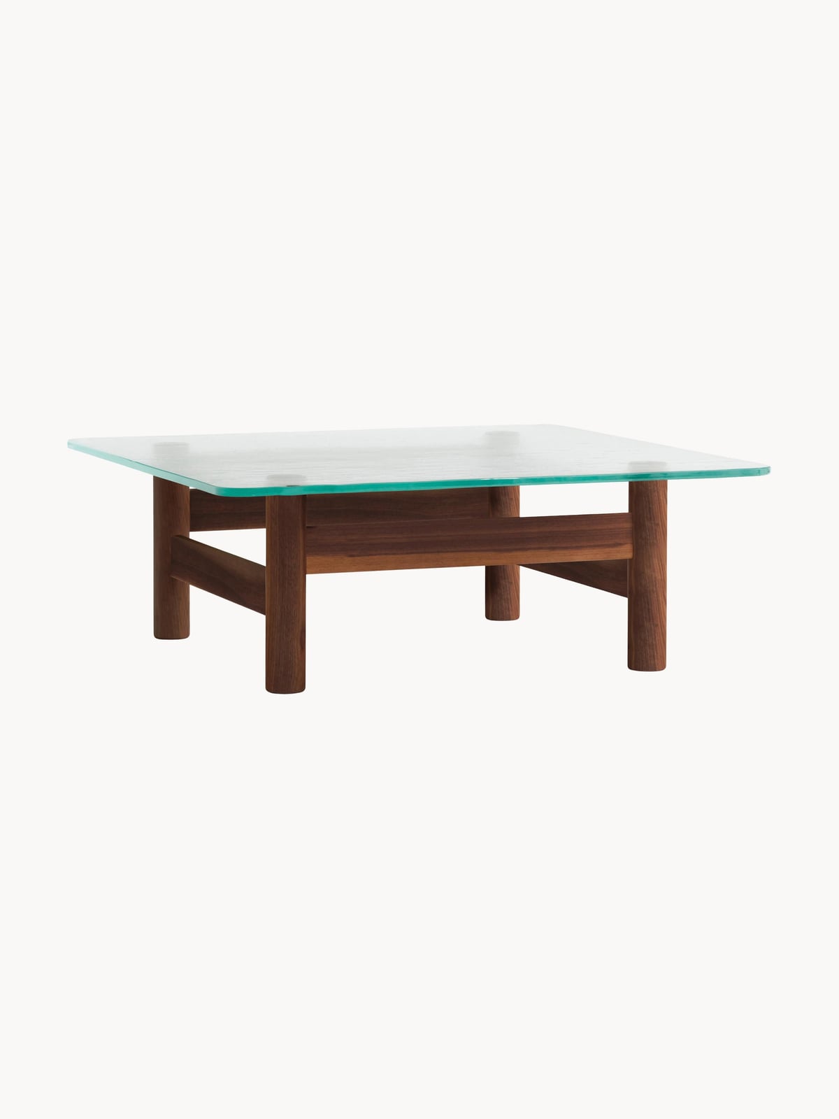 Stanton Walnut Wood Coffee Table with Glass Top