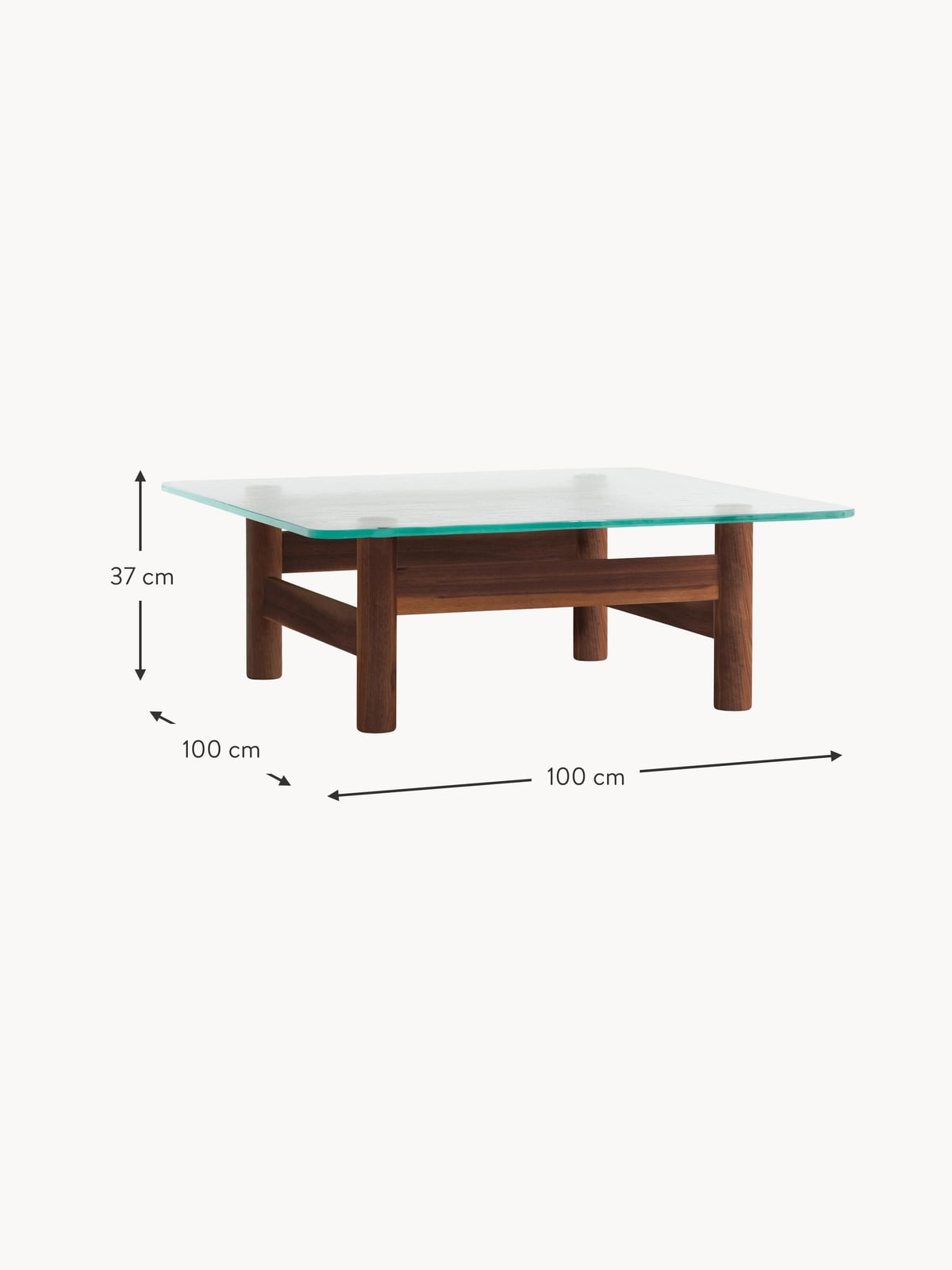 Stanton Walnut Wood Coffee Table with Glass Top