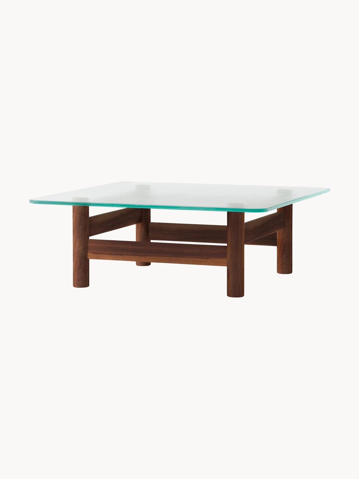 Stanton Walnut Wood Coffee Table with Glass Top